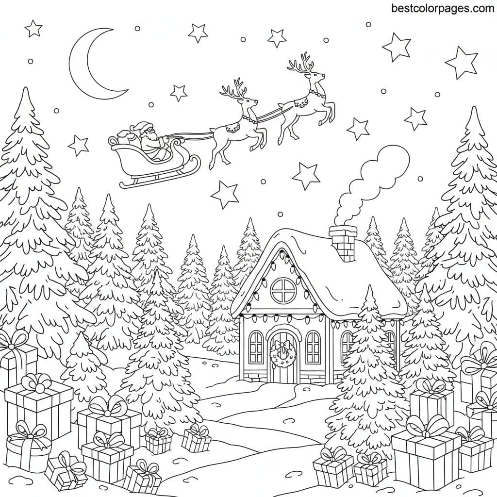 Santa's Magical Christmas Eve Adventure - Free Printable Coloring Page